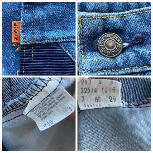 Levis Vintage 80’s Orange Tab 514 Denim Trouser Jean Short Blue Size 36W 10/12 - Picture 5 of 6